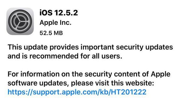 蒙城苹果手机维修分享iOS12.5.2发布，建议所有老苹果用户安装 